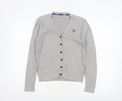 Crew Clothing Co. Women’s Grey Size 10 Cable Knit V-Neck Cardigan