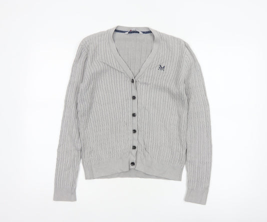 Crew Clothing Co. Women’s Grey Size 10 Cable Knit V-Neck Cardigan