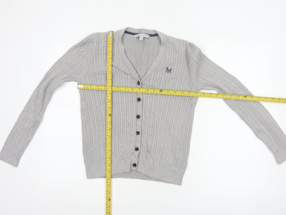 Crew Clothing Co. Women’s Grey Size 10 Cable Knit V-Neck Cardigan