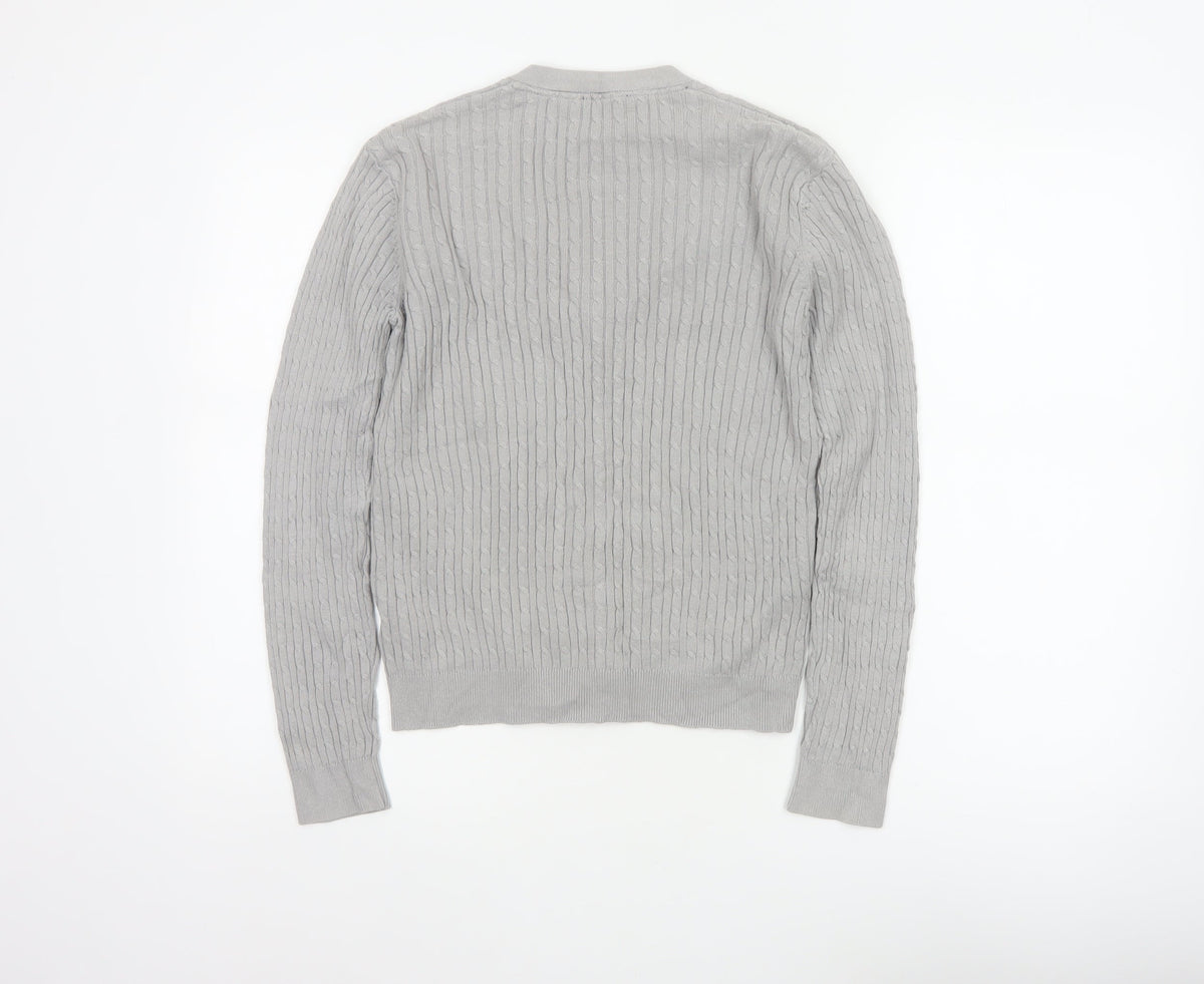 Crew Clothing Co. Women’s Grey Size 10 Cable Knit V-Neck Cardigan