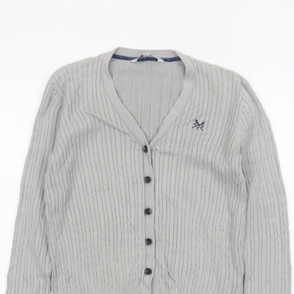 Crew Clothing Co. Women’s Grey Size 10 Cable Knit V-Neck Cardigan