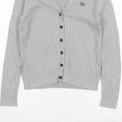 Crew Clothing Co. Women’s Grey Size 10 Cable Knit V-Neck Cardigan