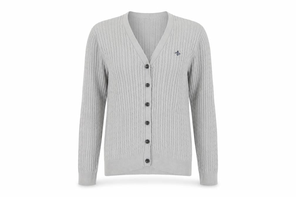 Crew Clothing Co. Women’s Grey Size 10 Cable Knit V-Neck Cardigan