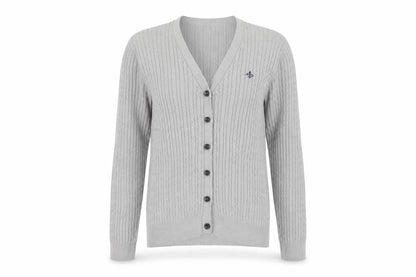 Crew Clothing Co. Women’s Grey Size 10 Cable Knit V-Neck Cardigan