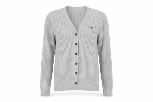Crew Clothing Co. Women’s Grey Size 10 Cable Knit V-Neck Cardigan