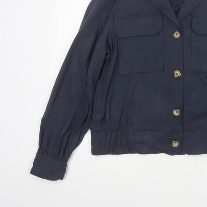 Phase Eight Women's Navy UK 16 Button Utility Cardigan Jacket Collared