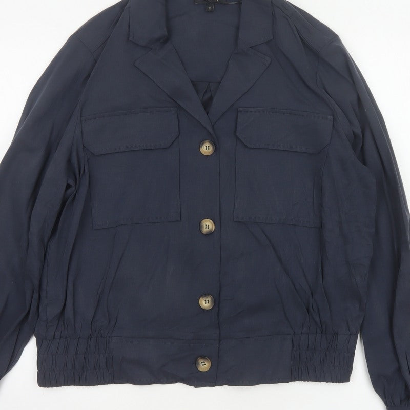Phase Eight Women's Navy UK 16 Button Utility Cardigan Jacket Collared