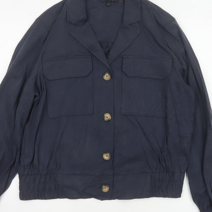 Phase Eight Women's Navy UK 16 Button Utility Cardigan Jacket Collared