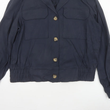 Phase Eight Women's Navy UK 16 Button Utility Cardigan Jacket Collared