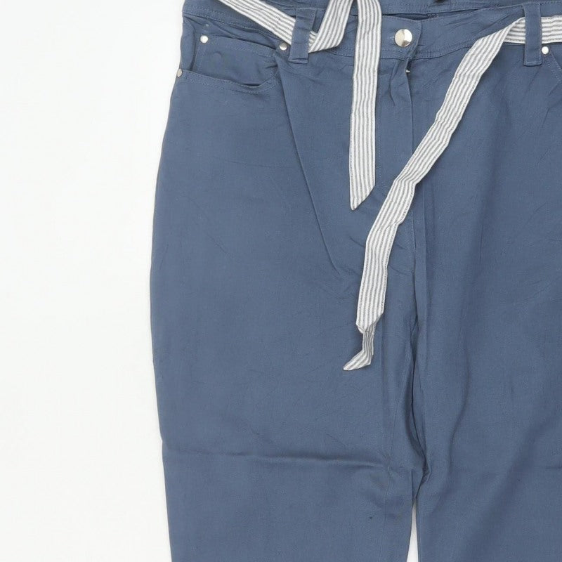 First Avenue Women’s Blue Size 14 Tapered Belted Trousers