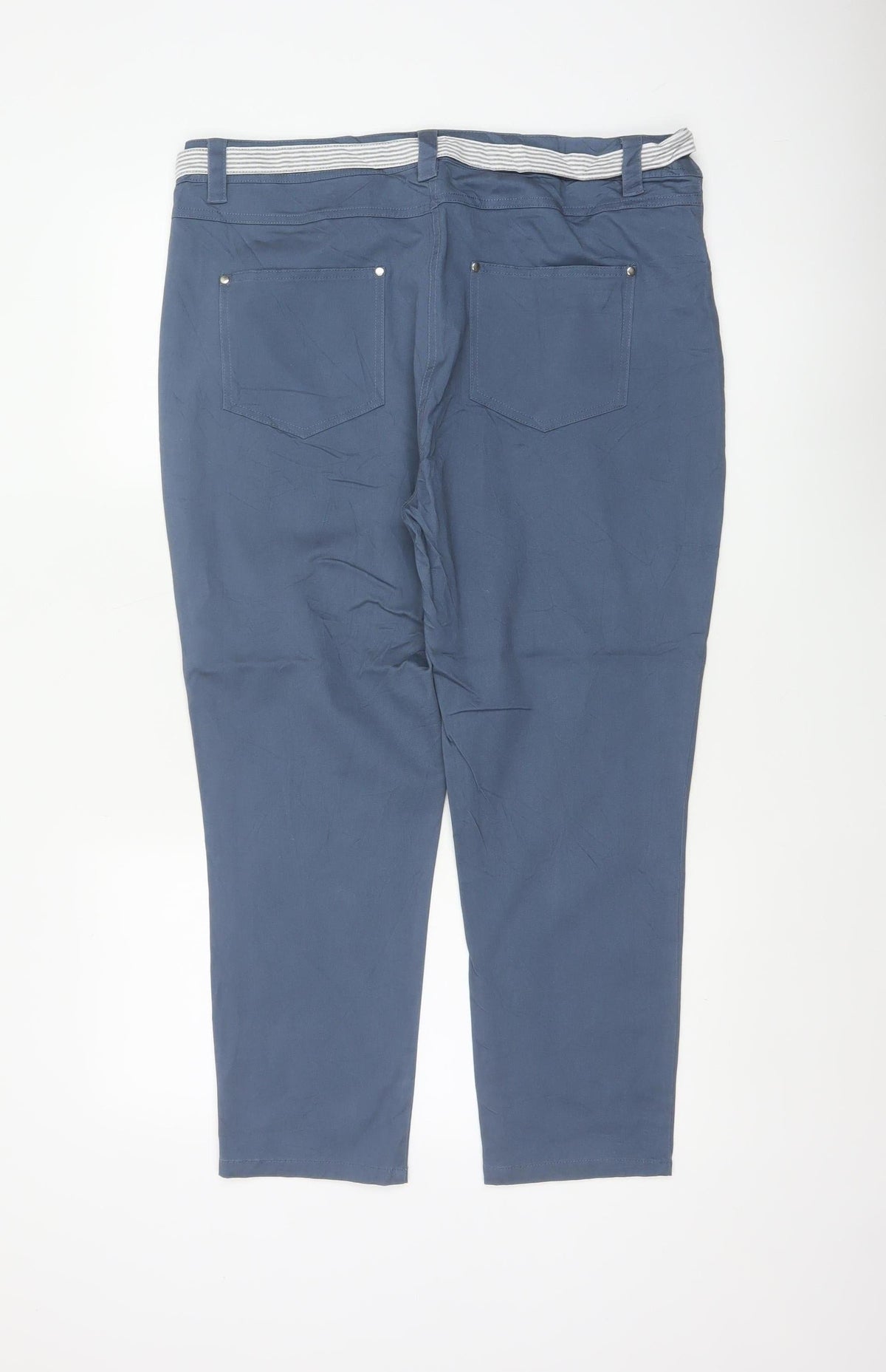First Avenue Women’s Blue Size 14 Tapered Belted Trousers
