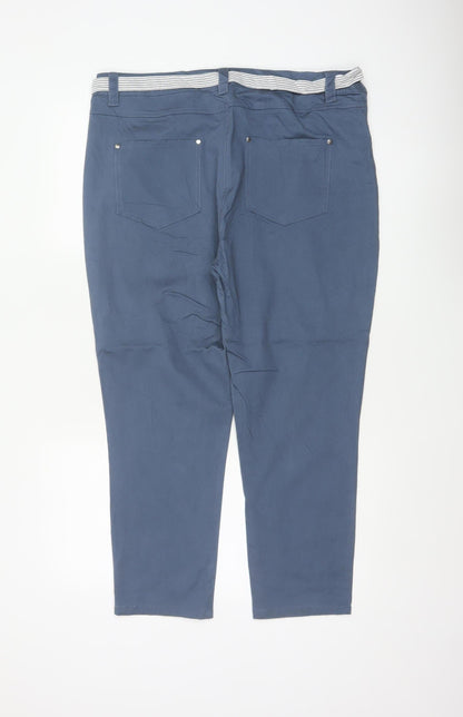 First Avenue Women’s Blue Size 14 Tapered Belted Trousers