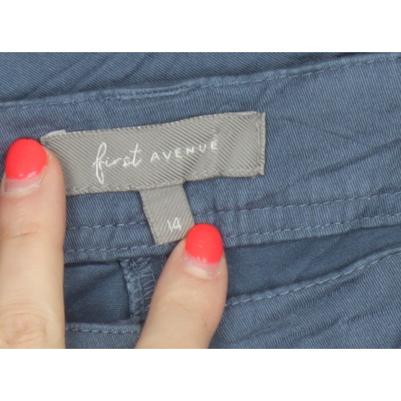 First Avenue Women’s Blue Size 14 Tapered Belted Trousers