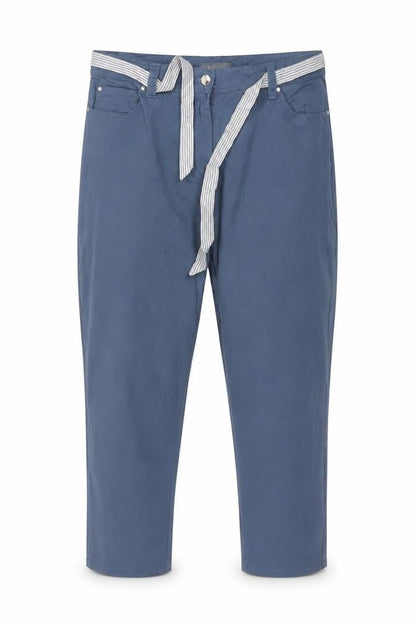 First Avenue Women’s Blue Size 14 Tapered Belted Trousers