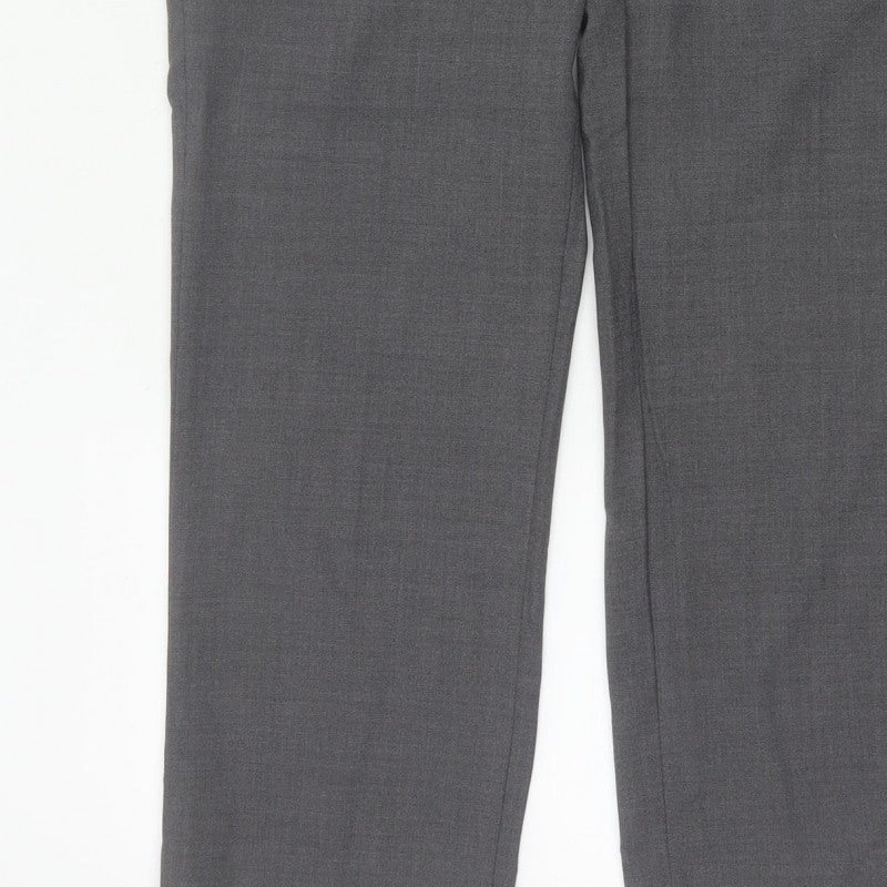 Michele Women Grey UK 14 Wool Blend Straight Leg Tailored Trousers