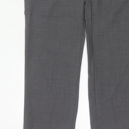 Michele Women Grey UK 14 Wool Blend Straight Leg Tailored Trousers