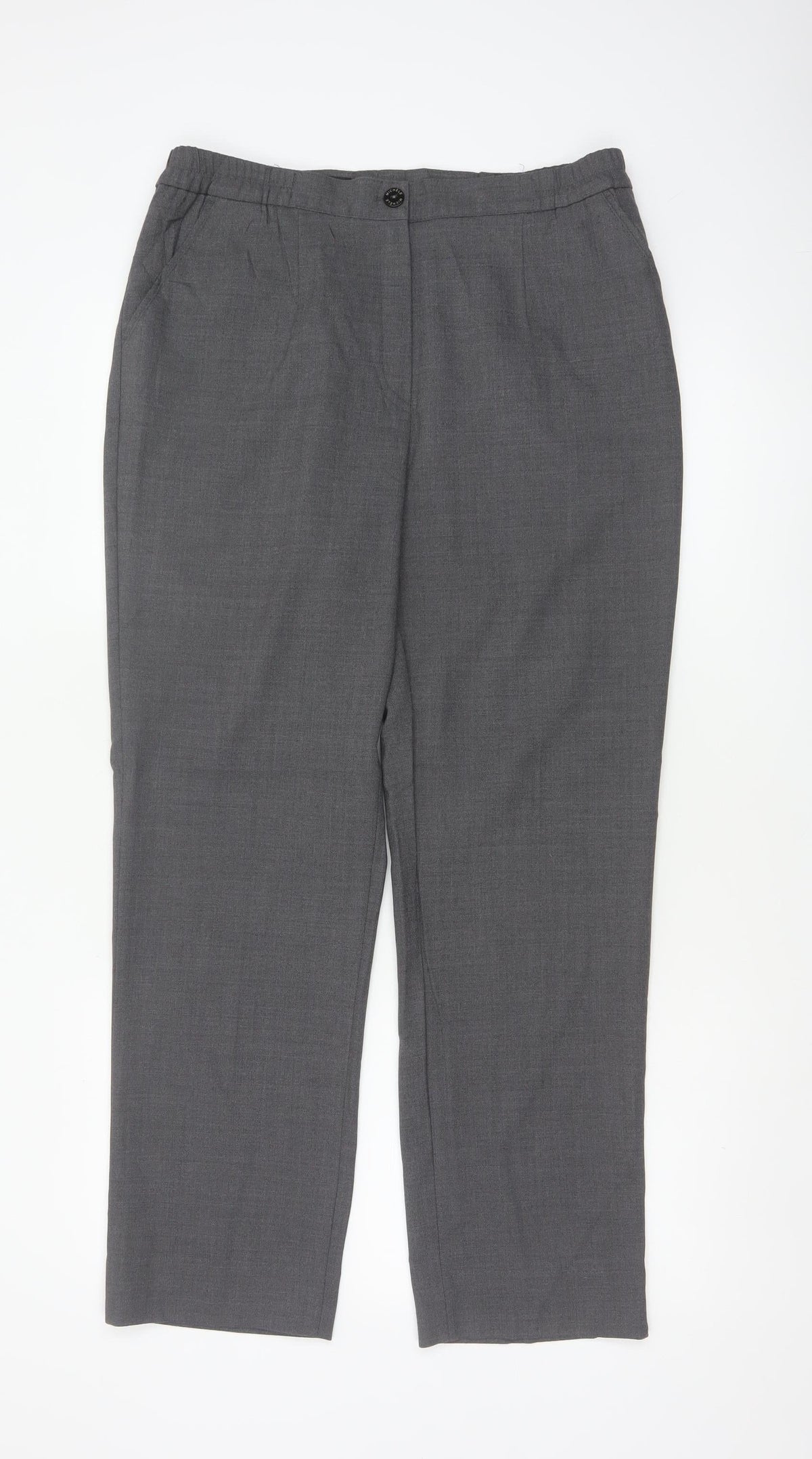 Michele Women Grey UK 14 Wool Blend Straight Leg Tailored Trousers