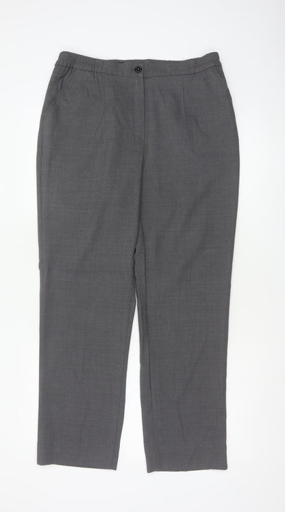 Michele Women Grey UK 14 Wool Blend Straight Leg Tailored Trousers