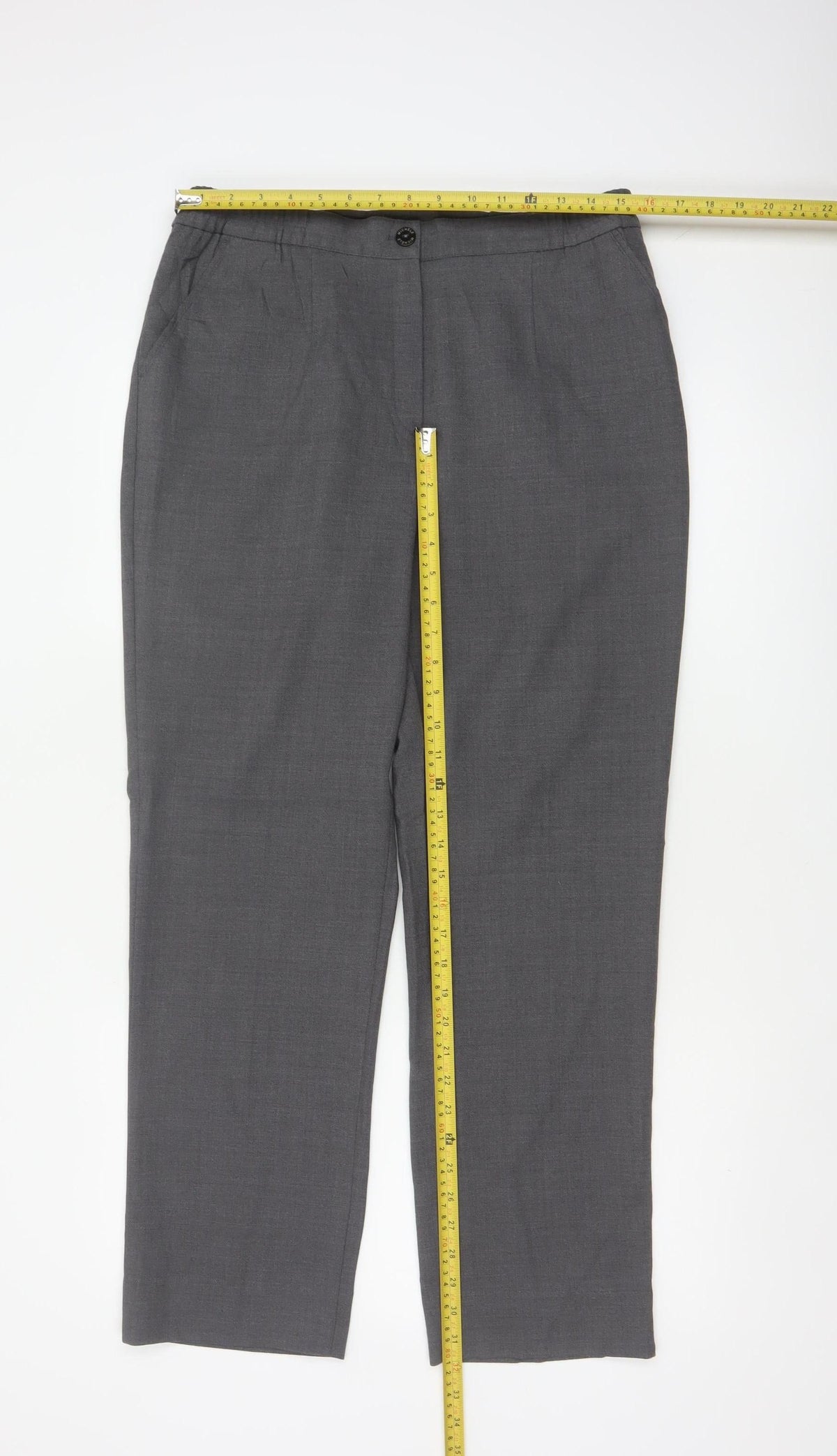 Michele Women Grey UK 14 Wool Blend Straight Leg Tailored Trousers
