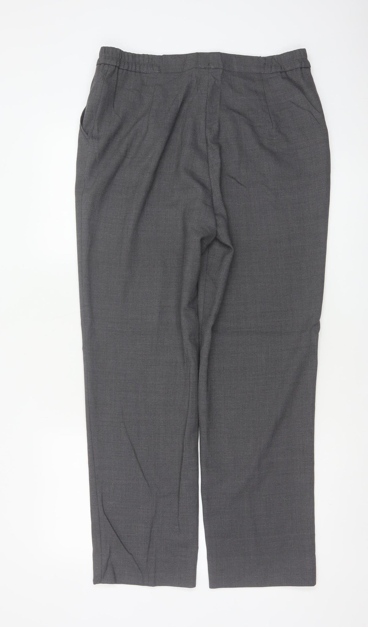 Michele Women Grey UK 14 Wool Blend Straight Leg Tailored Trousers