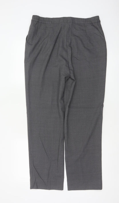 Michele Women Grey UK 14 Wool Blend Straight Leg Tailored Trousers