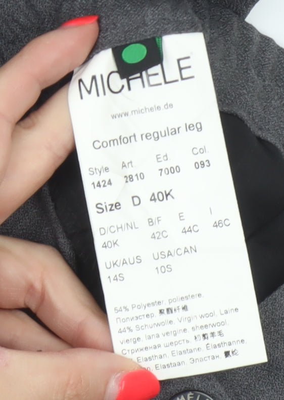 Michele Women Grey UK 14 Wool Blend Straight Leg Tailored Trousers