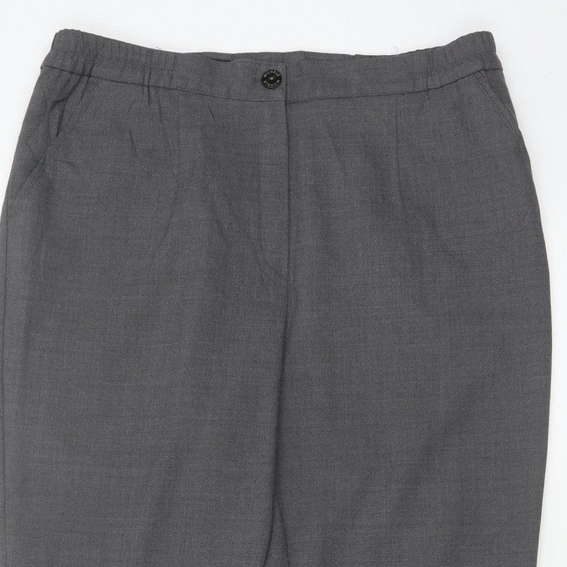Michele Women Grey UK 14 Wool Blend Straight Leg Tailored Trousers