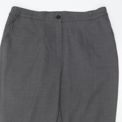 Michele Women Grey UK 14 Wool Blend Straight Leg Tailored Trousers