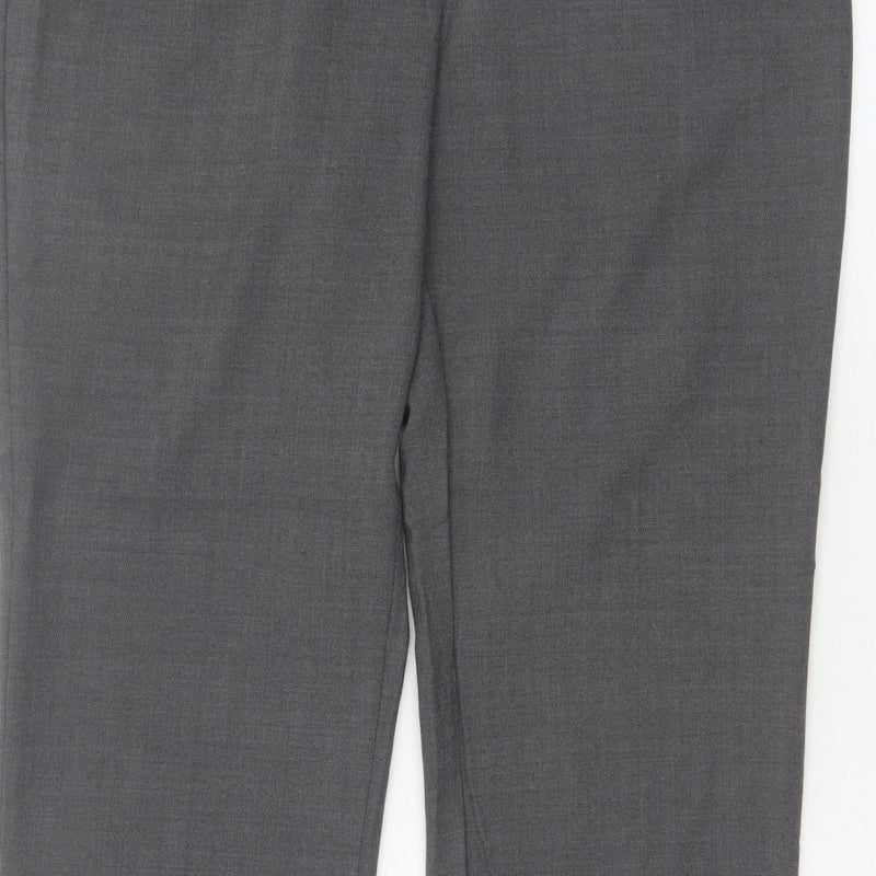 Michele Women Grey UK 14 Wool Blend Straight Leg Tailored Trousers