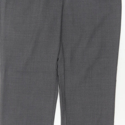 Michele Women Grey UK 14 Wool Blend Straight Leg Tailored Trousers