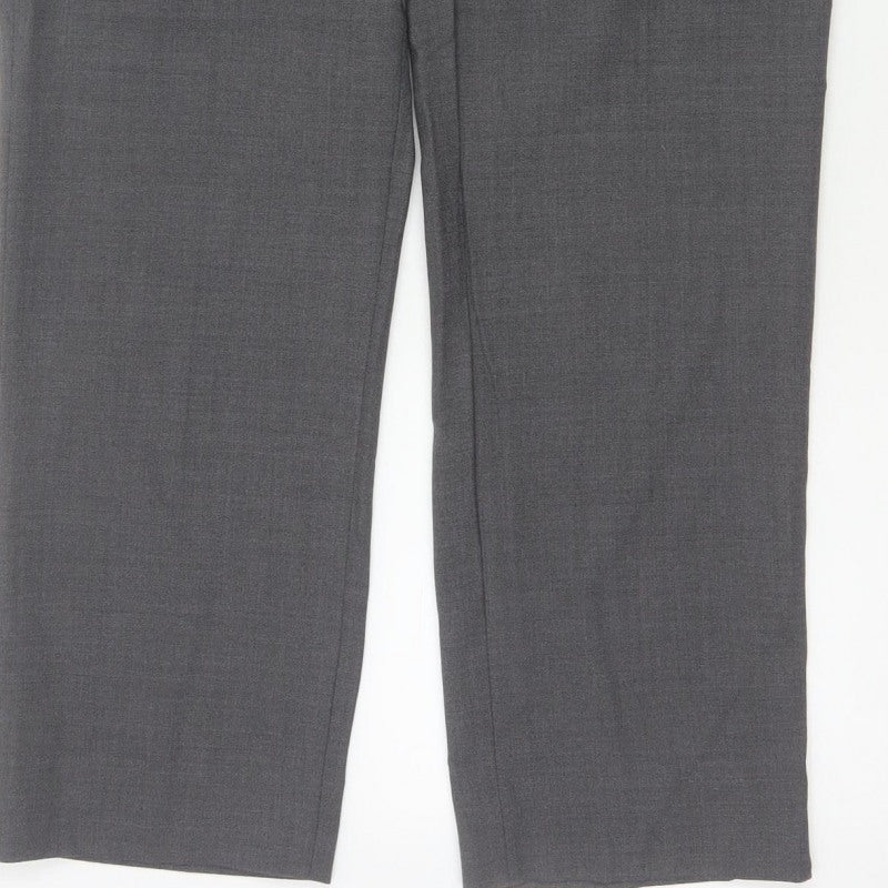 Michele Women Grey UK 14 Wool Blend Straight Leg Tailored Trousers