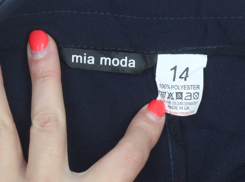 Mia Moda Women’s Navy Size 14 Straight Leg Elastic Waist Dress Trousers