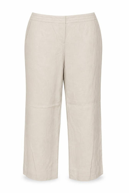 Planet Women Beige UK 14 100% Linen Pleated Straight Tailored Trousers