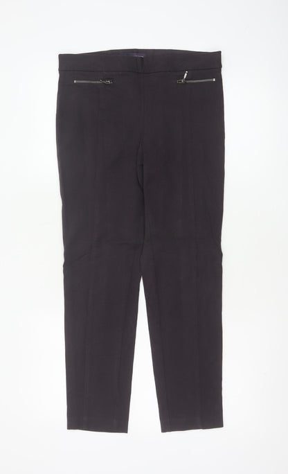 Marks and Spencer Women Brown UK 10 Short Straight Tailored Trousers