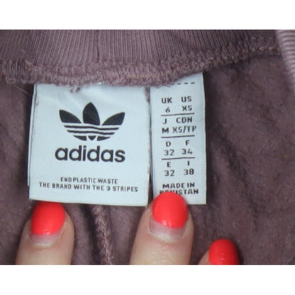 Adidas Women Pink UK 6 Jogger Sweatpants Cotton Blend Logo Pockets