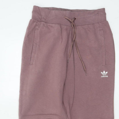 Adidas Women Pink UK 6 Jogger Sweatpants Cotton Blend Logo Pockets