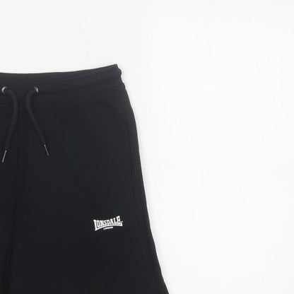Lonsdale Boys Black 11-12 Years Sweat Shorts Cotton Drawstring Pockets