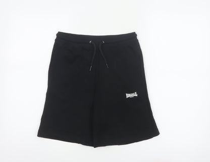 Lonsdale Boys Black 11-12 Years Sweat Shorts Cotton Drawstring Pockets