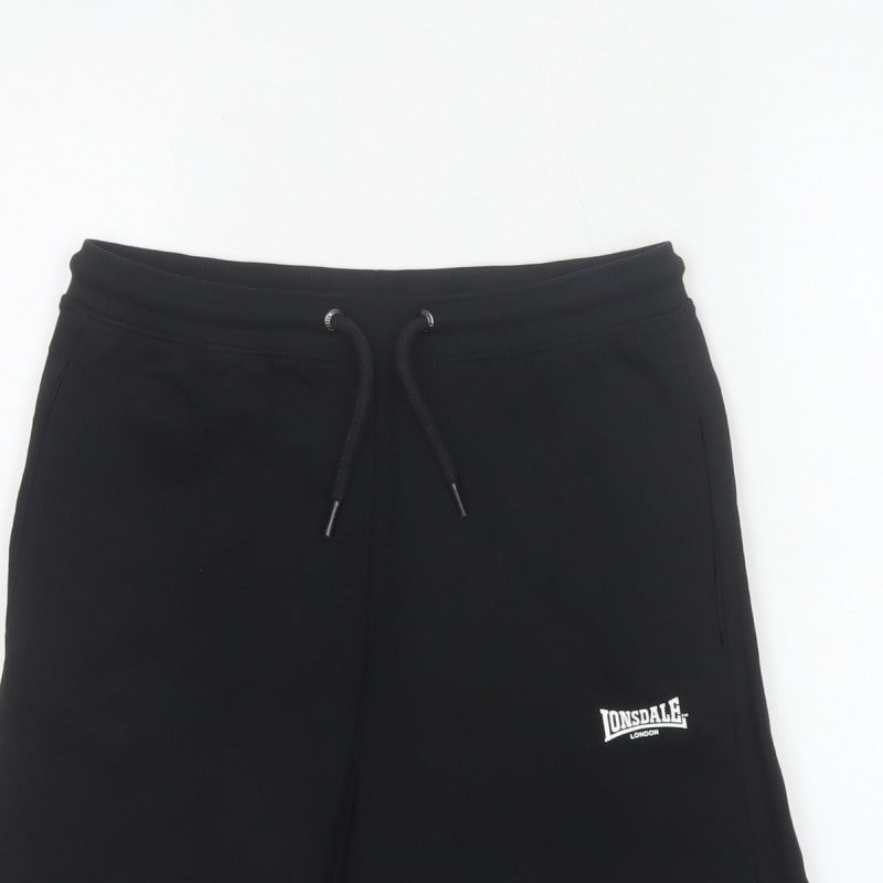 Lonsdale Boys Black 11-12 Years Sweat Shorts Cotton Drawstring Pockets
