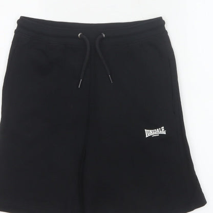 Lonsdale Boys Black 11-12 Years Sweat Shorts Cotton Drawstring Pockets