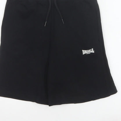 Lonsdale Boys Black 11-12 Years Sweat Shorts Cotton Drawstring Pockets
