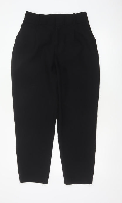 Zara Women's Black UK 12 High Rise Tapered Tailored Trousers