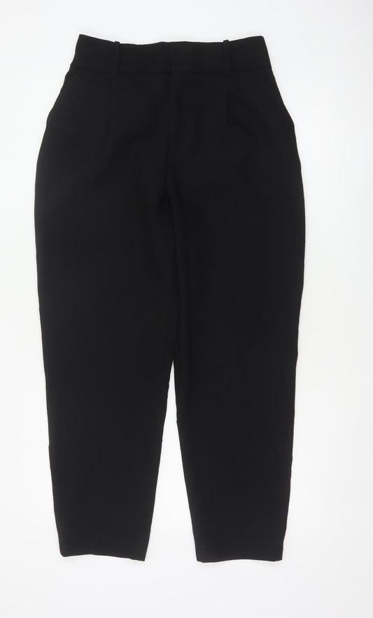 Zara Women's Black UK 12 High Rise Tapered Tailored Trousers