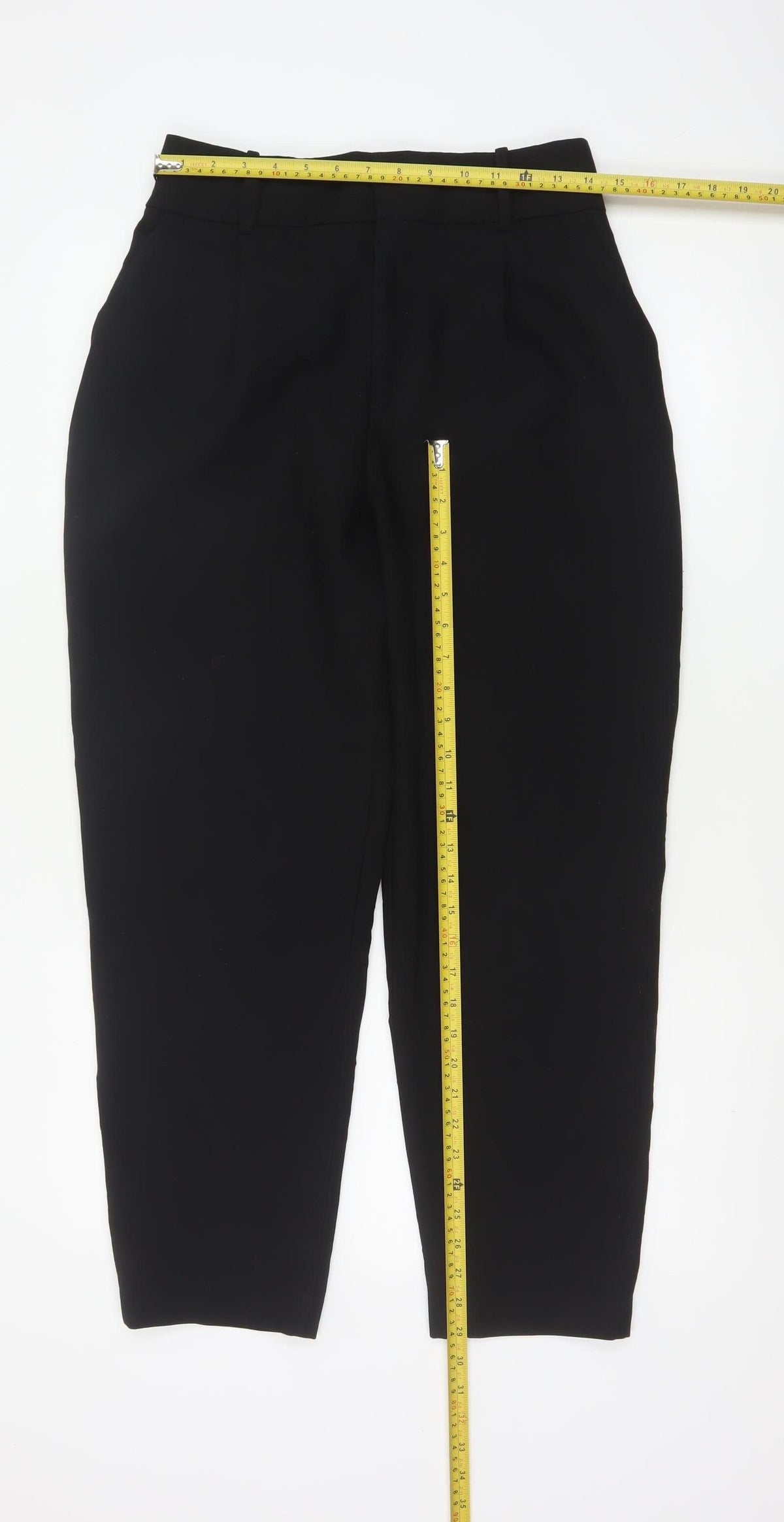 Zara Women's Black UK 12 High Rise Tapered Tailored Trousers