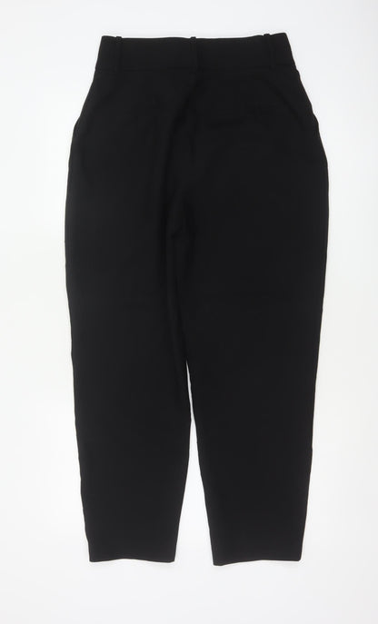 Zara Women's Black UK 12 High Rise Tapered Tailored Trousers