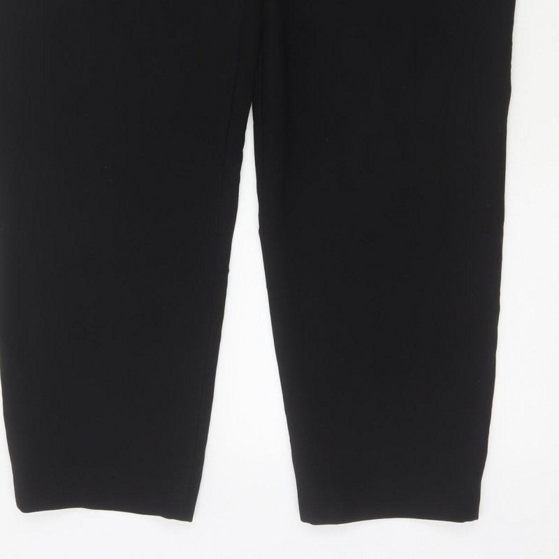 Zara Women's Black UK 12 High Rise Tapered Tailored Trousers