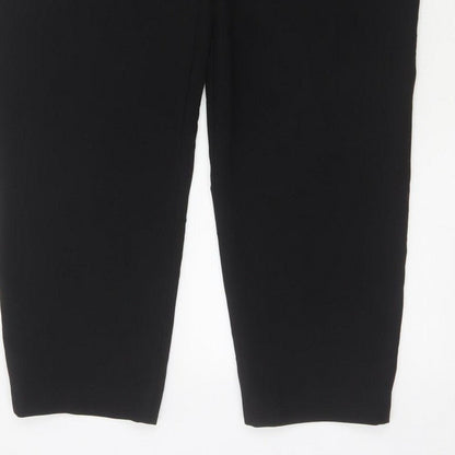 Zara Women's Black UK 12 High Rise Tapered Tailored Trousers