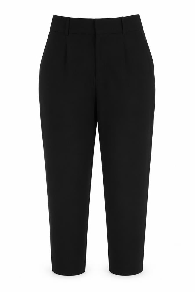 Zara Women's Black UK 12 High Rise Tapered Tailored Trousers
