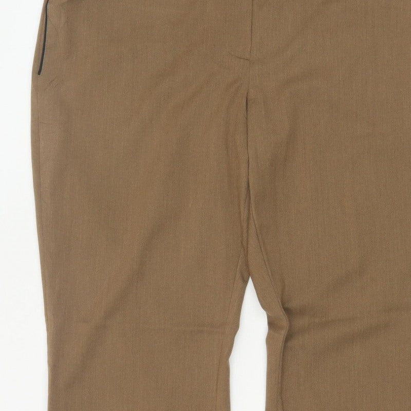 Next Women Brown Size 16R Straight Tailored Work Trousers Pockets