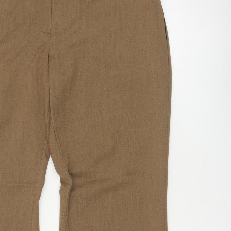 Next Women Brown Size 16R Straight Tailored Work Trousers Pockets